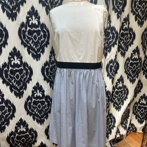 NWT Loft Sleeveless blue and white Striped Dress with Blue  Waistband size 8